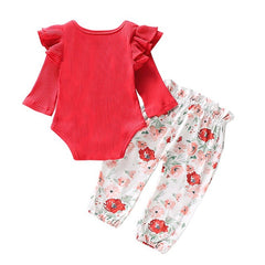 babyfirstcry,Babyfirstcry,Princess Newborn Baby Girl clothes set fly Long sleeve romper +Floral pants+ Headband Autumn Clothes Spring Wear Infnat Clothing,