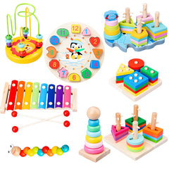 babyfirstcry,Babyfirstcry,HOT SALE Baby Toys Colorful Wooden Blocks Baby Music Rattles Graphic Cognition Early Educational Toys For Baby 0-12 Months,