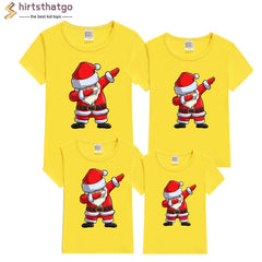 babyfirstcry,Babyfirstcry,Dabbing Santa Christmas Family Cotton Tshirts Boys Girls and Father Mother Christmas Dabbing Clothes Fashion Party Wear Baby Tee,