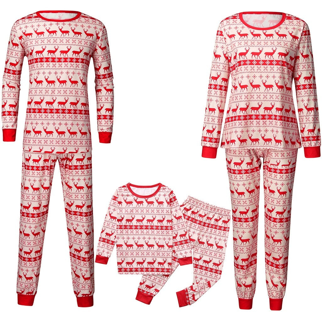 babyfirstcry,Babyfirstcry,Christmas Women Mommy Deer Printed Top+pants Xmas Family Clothes Pajamas Christmas Parent-child Family Wear,