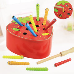 3D Montessori Wooden Toys Caterpillar Eats The Apple Kids Catch Worms Interactive Matching Pair Games Early Educational Math Toy