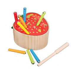 3D Montessori Wooden Toys Caterpillar Eats The Apple Kids Catch Worms Interactive Matching Pair Games Early Educational Math Toy