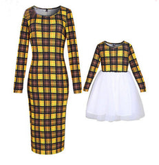 babyfirstcry,Babyfirstcry,New Fancy Family Matching Dress Mother and Daughter Girls Plaid Dresses Long Sleeve Tulle Tutu Dress Club Wear Outfits Clothes,