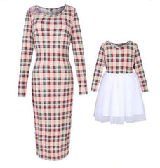 babyfirstcry,Babyfirstcry,New Fancy Family Matching Dress Mother and Daughter Girls Plaid Dresses Long Sleeve Tulle Tutu Dress Club Wear Outfits Clothes,