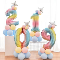 babyfirstcry - Babyfirstcry - 32 Inch Foil Gradient Digital Balloons Set Number Balloon Happy Birthday Balloons Party Decor Kids Cartoon Hat Toy - 