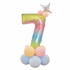 babyfirstcry - Babyfirstcry - 32 Inch Foil Gradient Digital Balloons Set Number Balloon Happy Birthday Balloons Party Decor Kids Cartoon Hat Toy - 