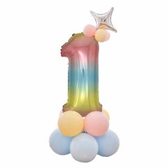 babyfirstcry - Babyfirstcry - 32 Inch Foil Gradient Digital Balloons Set Number Balloon Happy Birthday Balloons Party Decor Kids Cartoon Hat Toy - 