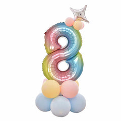 babyfirstcry - Babyfirstcry - 32 Inch Foil Gradient Digital Balloons Set Number Balloon Happy Birthday Balloons Party Decor Kids Cartoon Hat Toy - 