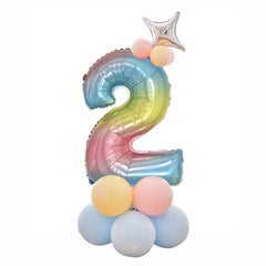 babyfirstcry - Babyfirstcry - 32 Inch Foil Gradient Digital Balloons Set Number Balloon Happy Birthday Balloons Party Decor Kids Cartoon Hat Toy - 