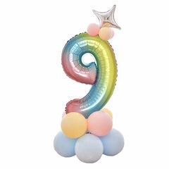 babyfirstcry - Babyfirstcry - 32 Inch Foil Gradient Digital Balloons Set Number Balloon Happy Birthday Balloons Party Decor Kids Cartoon Hat Toy - 