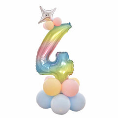 babyfirstcry - Babyfirstcry - 32 Inch Foil Gradient Digital Balloons Set Number Balloon Happy Birthday Balloons Party Decor Kids Cartoon Hat Toy - 