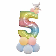 babyfirstcry - Babyfirstcry - 32 Inch Foil Gradient Digital Balloons Set Number Balloon Happy Birthday Balloons Party Decor Kids Cartoon Hat Toy - 