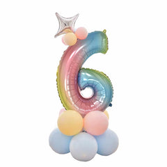 babyfirstcry - Babyfirstcry - 32 Inch Foil Gradient Digital Balloons Set Number Balloon Happy Birthday Balloons Party Decor Kids Cartoon Hat Toy - 